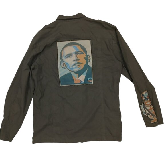Point Zero Military Green Obama Patches Shirt/Jacket size XL. - Picture 2 of 14